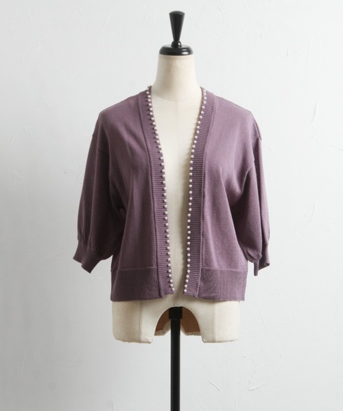 tocco closet(トッコ クローゼット)の「パールスタッズ付きボレロカーディガン(カーディガン/ボレロ・レディース・ブラック/オフホワイト/ブルー/ラベンダー/ピンク系その他・M)」の19枚目の写真