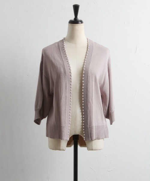 tocco closet(トッコ クローゼット)の「パールスタッズ付きボレロカーディガン(カーディガン/ボレロ・レディース・ブラック/オフホワイト/ブルー/ラベンダー/ピンク系その他・M)」の12枚目の写真