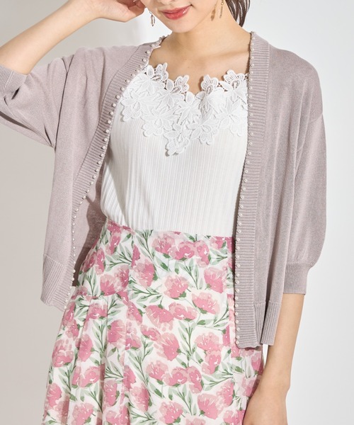 tocco closet(トッコ クローゼット)の「パールスタッズ付きボレロカーディガン(カーディガン/ボレロ・レディース・ブラック/オフホワイト/ブルー/ラベンダー/ピンク系その他・M)」の22枚目の写真