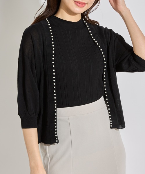 tocco closet(トッコ クローゼット)の「パールスタッズ付きボレロカーディガン(カーディガン/ボレロ・レディース・ブラック/オフホワイト/ブルー/ラベンダー/ピンク系その他・M)」の21枚目の写真