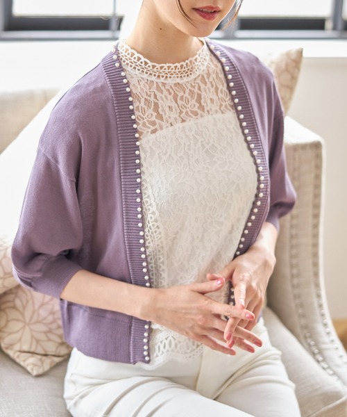 tocco closet(トッコ クローゼット)の「パールスタッズ付きボレロカーディガン(カーディガン/ボレロ・レディース・ブラック/オフホワイト/ブルー/ラベンダー/ピンク系その他・M)」の14枚目の写真