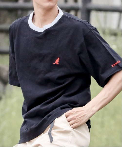 KANGOL(カンゴール)の「【Bk】【KANGOL】刺繍ビッグサイズ リンガークルーネックTシャツ(Tシャツ/カットソー・レディース・ホワイト/マルチ/ブラック/グレー/グリーン・X-LARGE/MEDIUM/LARGE)」の1枚目の写真