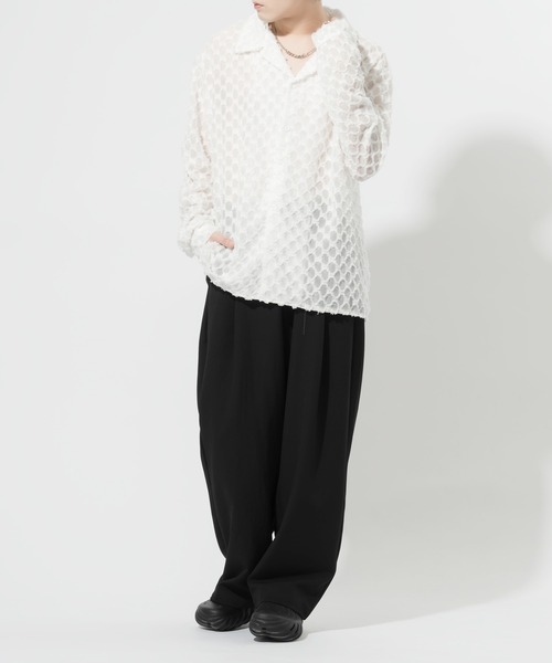 Adoon plain(アドーンプレーン)の「【Adoon plain】レースシアーシャツ(シャツ/ブラウス・メンズ・ブラック/オフホワイト・MEDIUM/LARGE)」の12枚目の写真