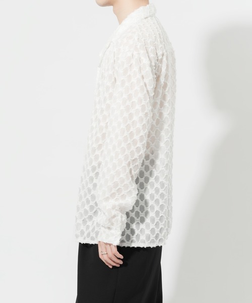 Adoon plain(アドーンプレーン)の「【Adoon plain】レースシアーシャツ(シャツ/ブラウス・メンズ・ブラック/オフホワイト・MEDIUM/LARGE)」の9枚目の写真