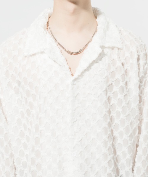 Adoon plain(アドーンプレーン)の「【Adoon plain】レースシアーシャツ(シャツ/ブラウス・メンズ・ブラック/オフホワイト・MEDIUM/LARGE)」の16枚目の写真