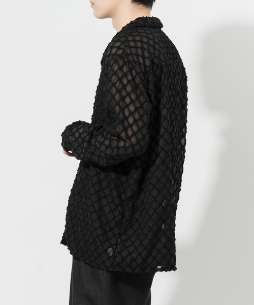 Adoon plain(アドーンプレーン)の「【Adoon plain】レースシアーシャツ(シャツ/ブラウス・メンズ・ブラック/オフホワイト・MEDIUM/LARGE)」の8枚目の写真