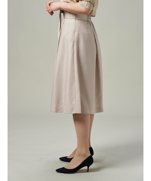 Perfect Suit FActory（パーフェクトスーツファクトリー）の「美単タックフレアスカート　ネイビー/グレー/ベージュ（スカート・レディース・ベージュ/ライトグレー/ネイビー・L/M/S）」の6枚目の写真