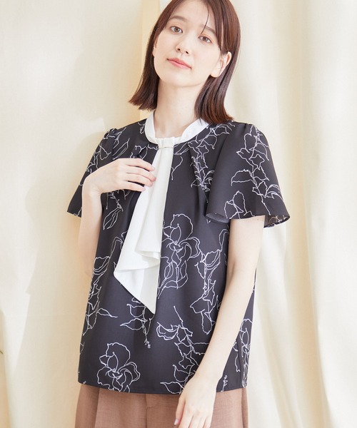 Jayro(ジャイロ)の「配色ボウタイブラウス(シャツ/ブラウス・レディース・ネイビー/ホワイト系その他/ベージュ系その他/ブラック系その他/ホワイト系その他2・M)」の6枚目の写真