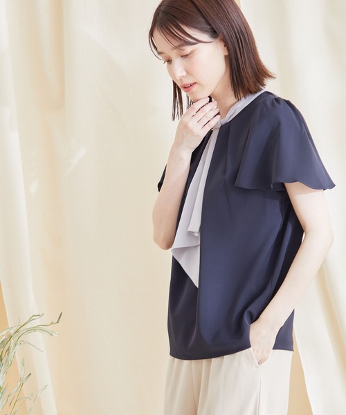 Jayro(ジャイロ)の「配色ボウタイブラウス(シャツ/ブラウス・レディース・ネイビー/ホワイト系その他/ベージュ系その他/ブラック系その他/ホワイト系その他2・M)」の14枚目の写真