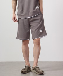 裾レイヤード加工デザインワッフルパンツ