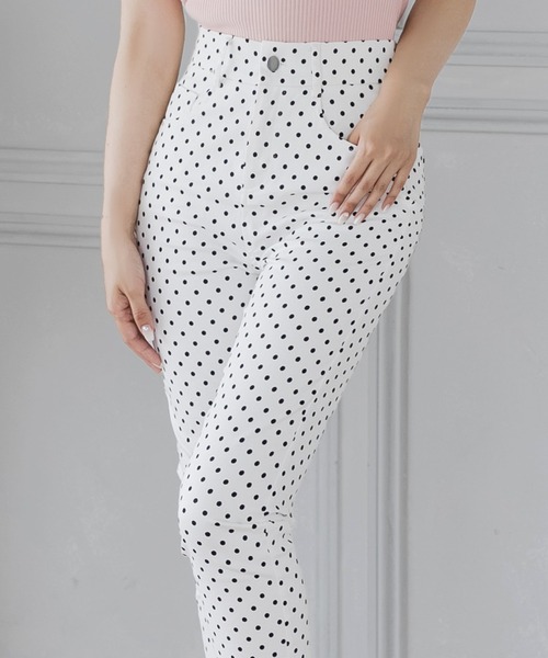 Julia Boutique（ジュリアブティック）の「ドット柄ハイウエストスキニーパンツ/23139（その他パンツ・レディース・ブラック/ホワイト・S/L/M）」の5枚目の写真