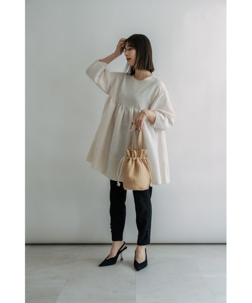 Rename（リネーム）の「Rename ヌビ ミニ巾着バッグ 丸洗いOK ミニバッグ ハンドバッグ（ショルダーバッグ・レディース・ブラック/グレー/ベージュ/クリーム/モカ・FREE）」の13枚目の写真