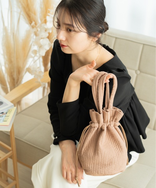 Rename ヌビ ミニ巾着バッグ 丸洗いOK ミニバッグ ハンドバッグ