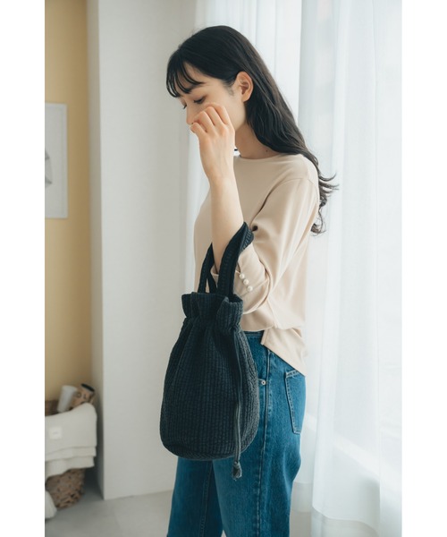 Rename（リネーム）の「Rename ヌビ ミニ巾着バッグ 丸洗いOK ミニバッグ ハンドバッグ（ショルダーバッグ・レディース・ブラック/グレー/ベージュ/クリーム/モカ・FREE）」の21枚目の写真