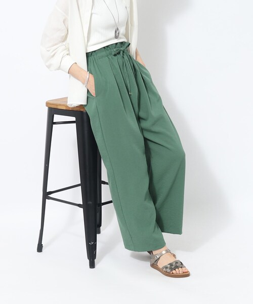 DRESKIP（ドレスキップ）の「◆【接触冷感】さらりとIラインシルエット◎　イージーワイドパンツ（その他パンツ・レディース・グリーン/ネイビー/ベージュ・02/03/04）」の2枚目の写真