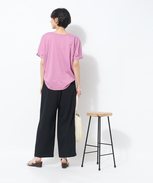 DRESKIP（ドレスキップ）の「◆【接触冷感】さらりとIラインシルエット◎　イージーワイドパンツ（その他パンツ・レディース・グリーン/ネイビー/ベージュ・02/03/04）」の15枚目の写真