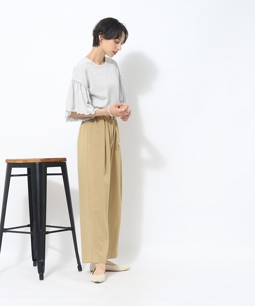 DRESKIP（ドレスキップ）の「◆【接触冷感】さらりとIラインシルエット◎　イージーワイドパンツ（その他パンツ・レディース・グリーン/ネイビー/ベージュ・02/03/04）」の19枚目の写真