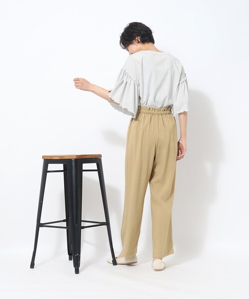 DRESKIP（ドレスキップ）の「◆【接触冷感】さらりとIラインシルエット◎　イージーワイドパンツ（その他パンツ・レディース・グリーン/ネイビー/ベージュ・02/03/04）」の8枚目の写真