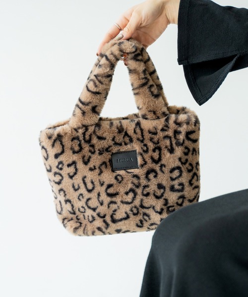 MURUA（ムルーア）の「MURUA(ムルーア)ミニトートバッグ / エコファー MR-B1191（トートバッグ・レディース・レオパード/ブルー/ベージュ・FREE）」の8枚目の写真