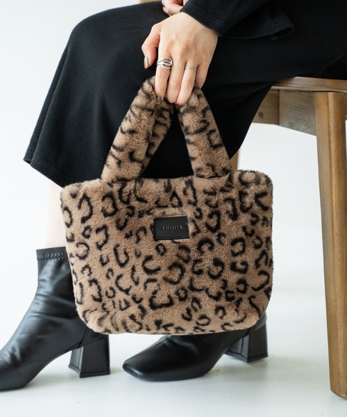 MURUA（ムルーア）の「MURUA(ムルーア)ミニトートバッグ / エコファー MR-B1191（トートバッグ・レディース・レオパード/ブルー/ベージュ・FREE）」の10枚目の写真