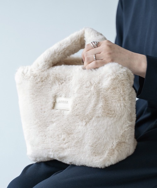 MURUA（ムルーア）の「MURUA(ムルーア)ミニトートバッグ / エコファー MR-B1191（トートバッグ・レディース・レオパード/ブルー/ベージュ・FREE）」の5枚目の写真