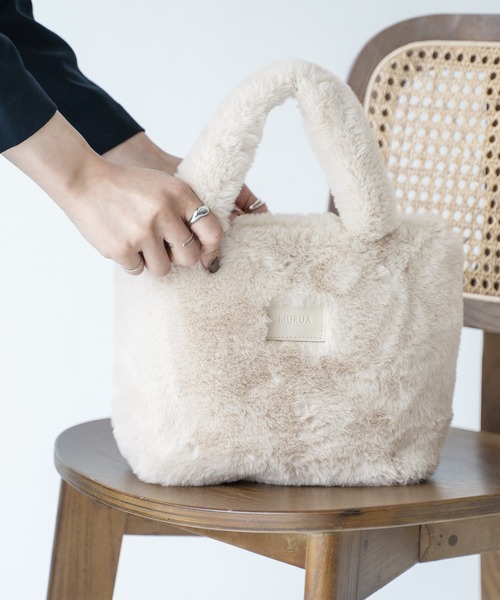 MURUA（ムルーア）の「MURUA(ムルーア)ミニトートバッグ / エコファー MR-B1191（トートバッグ・レディース・レオパード/ブルー/ベージュ・FREE）」の7枚目の写真