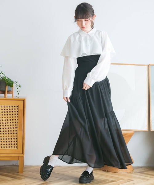 moulis'（ムーリス）の「アシンメトリーティアードスカート（スカート・レディース・ホワイト/ブラック/ベビーピンク・SMALL/MEDIUM/LARGE）」の6枚目の写真