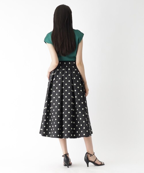 OPAQUE.CLIP（オペークドットクリップ）の「◆ドットプリントフレアスカート【洗濯機洗い可/イージーケア】（スカート・レディース・ブラウン系その他2/ブラック系・38/40/36）」の6枚目の写真