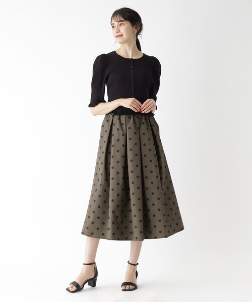 OPAQUE.CLIP（オペークドットクリップ）の「◆ドットプリントフレアスカート【洗濯機洗い可/イージーケア】（スカート・レディース・ブラウン系その他2/ブラック系・38/40/36）」の11枚目の写真