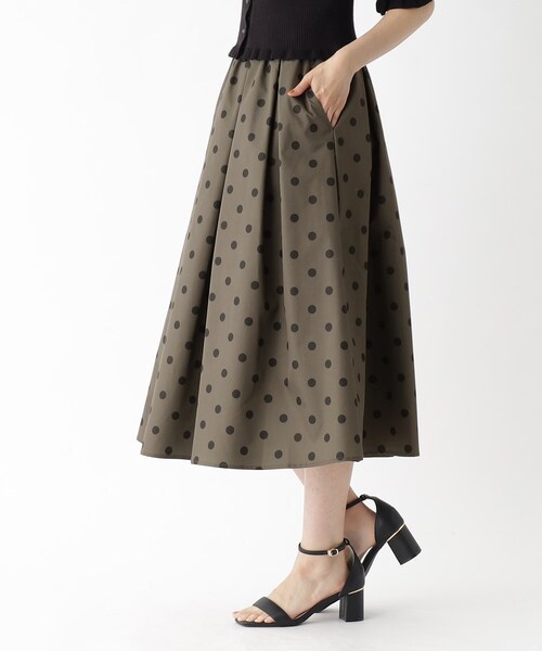 OPAQUE.CLIP（オペークドットクリップ）の「◆ドットプリントフレアスカート【洗濯機洗い可/イージーケア】（スカート・レディース・ブラウン系その他2/ブラック系・38/40/36）」の14枚目の写真