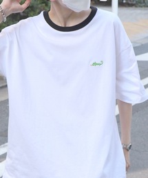 ワンポイント刺繍 / リンガー / ピグメント加工 ビッグシルエットTシャツ ユニセックス カットソー