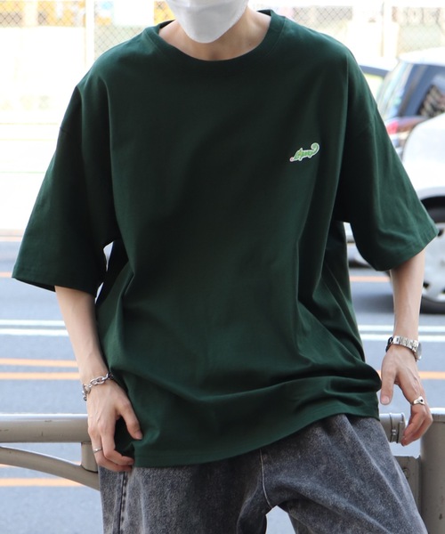 Labordi(ラボード)の「ワンポイント刺繍 / リンガー / ピグメント加工 ビッグシルエットTシャツ ユニセックス カットソー (Tシャツ/カットソー・メンズ・ホワイト系その他2/ブラック系その他/グリーン/ホワイト系その他/チャコールグレー/ホワイト/ブラック・XL/L/M)」の14枚目の写真