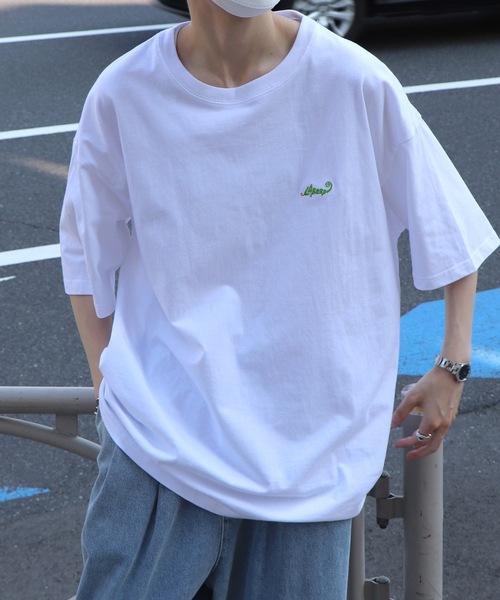 Labordi(ラボード)の「ワンポイント刺繍 / リンガー / ピグメント加工 ビッグシルエットTシャツ ユニセックス カットソー (Tシャツ/カットソー・メンズ・ホワイト系その他2/ブラック系その他/グリーン/ホワイト系その他/チャコールグレー/ホワイト/ブラック・XL/L/M)」の12枚目の写真