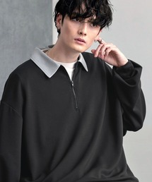MONO-MART | ハーフジップクレリックカラー ハイポンチ ドルマンルーズプルオーバー(Tシャツ/カットソー)