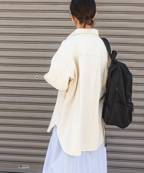 FORK&SPOON（フォークアンドスプーン）の「『WEB/一部店舗限定』FORK&SPOON　ソフトツイストデニムオーバーシャツ（シャツ/ブラウス・レディース・インディゴブルー/アイボリー・1）」の6枚目の写真