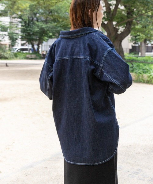FORK&SPOON（フォークアンドスプーン）の「『WEB/一部店舗限定』FORK&SPOON　ソフトツイストデニムオーバーシャツ（シャツ/ブラウス・レディース・インディゴブルー/アイボリー・1）」の14枚目の写真