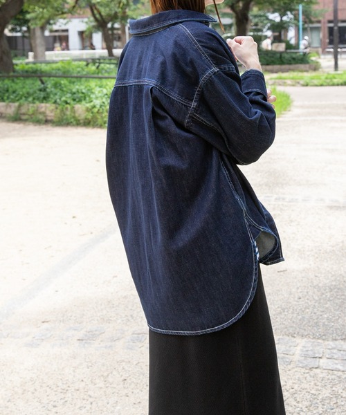 FORK&SPOON（フォークアンドスプーン）の「『WEB/一部店舗限定』FORK&SPOON　ソフトツイストデニムオーバーシャツ（シャツ/ブラウス・レディース・インディゴブルー/アイボリー・1）」の15枚目の写真