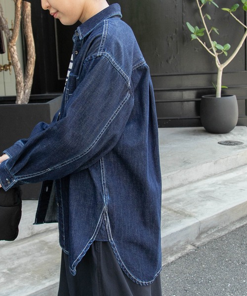 FORK&SPOON（フォークアンドスプーン）の「『WEB/一部店舗限定』FORK&SPOON　ソフトツイストデニムオーバーシャツ（シャツ/ブラウス・レディース・インディゴブルー/アイボリー・1）」の20枚目の写真