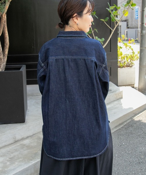 FORK&SPOON（フォークアンドスプーン）の「『WEB/一部店舗限定』FORK&SPOON　ソフトツイストデニムオーバーシャツ（シャツ/ブラウス・レディース・インディゴブルー/アイボリー・1）」の21枚目の写真