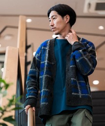 ウォッシャブル シャギーチェック カーディガン