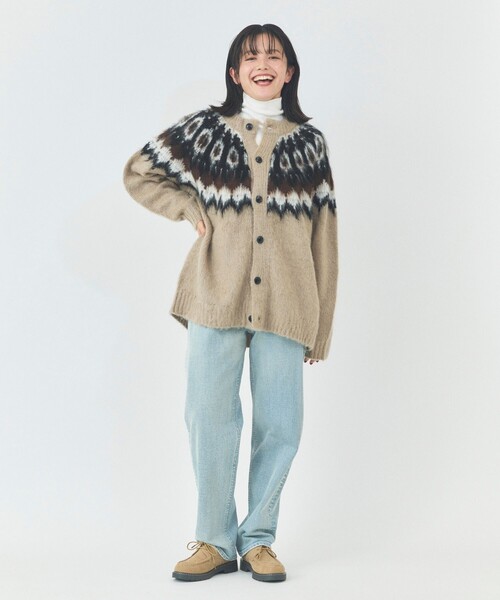 FREAK'S STORE(フリークスストア)の「限定展開 ビッグシルエット モヘヤタッチ ノルディック クルーカーディガン/シャギーニット(カーディガン/ボレロ・メンズ・ブラック/ブラウン/ベージュ/グレー・MEDIUM/LARGE/SMALL)」の21枚目の写真