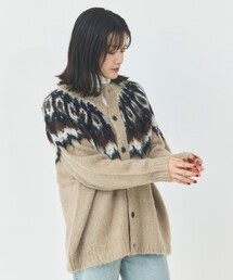 限定展開 ビッグシルエット モヘヤタッチ ノルディック クルーカーディガン/シャギーニット