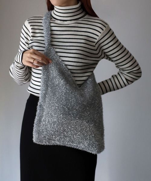 Riberry（リベリー）の「ラメニットバッグ（ショルダーバッグ・レディース・シルバー/アイボリー/ブラック・FREE）」の9枚目の写真