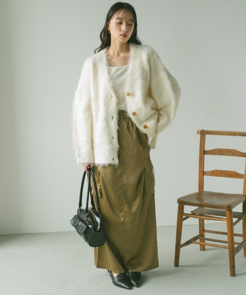 VANNIE U（ヴァニーユー）の「ドロストサテンカーゴスカート（スカート・レディース・ピンク/ブラック/ネイビー/カーキブラウン・S/M）」の8枚目の写真