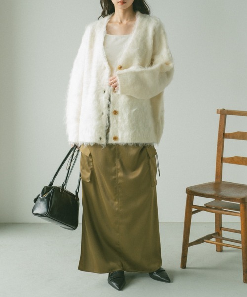 VANNIE U（ヴァニーユー）の「ドロストサテンカーゴスカート（スカート・レディース・ピンク/ブラック/ネイビー/カーキブラウン・S/M）」の14枚目の写真