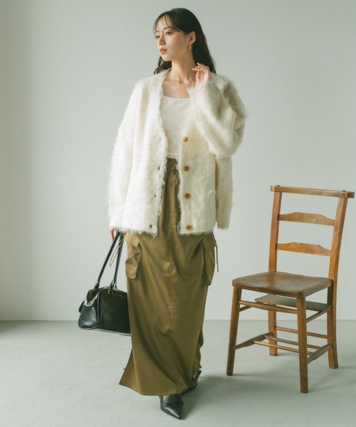 VANNIE U（ヴァニーユー）の「ドロストサテンカーゴスカート（スカート・レディース・ピンク/ブラック/ネイビー/カーキブラウン・S/M）」の17枚目の写真