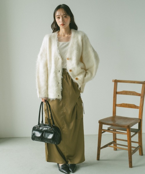 VANNIE U（ヴァニーユー）の「ドロストサテンカーゴスカート（スカート・レディース・ピンク/ブラック/ネイビー/カーキブラウン・S/M）」の11枚目の写真