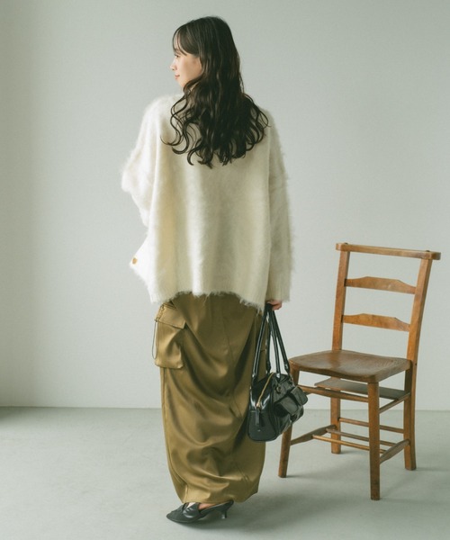 VANNIE U（ヴァニーユー）の「ドロストサテンカーゴスカート（スカート・レディース・ピンク/ブラック/ネイビー/カーキブラウン・S/M）」の19枚目の写真