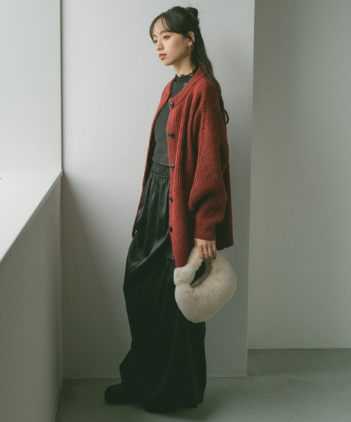 VANNIE U（ヴァニーユー）の「ドロストサテンカーゴスカート（スカート・レディース・ピンク/ブラック/ネイビー/カーキブラウン・S/M）」の21枚目の写真