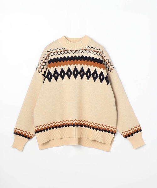 Grand PARK（グランドパーク）の「ノルディック風　ジャガード柄ニット（ニット/セーター・レディース・グレー/クリーム/ネイビー・FREE）」の4枚目の写真